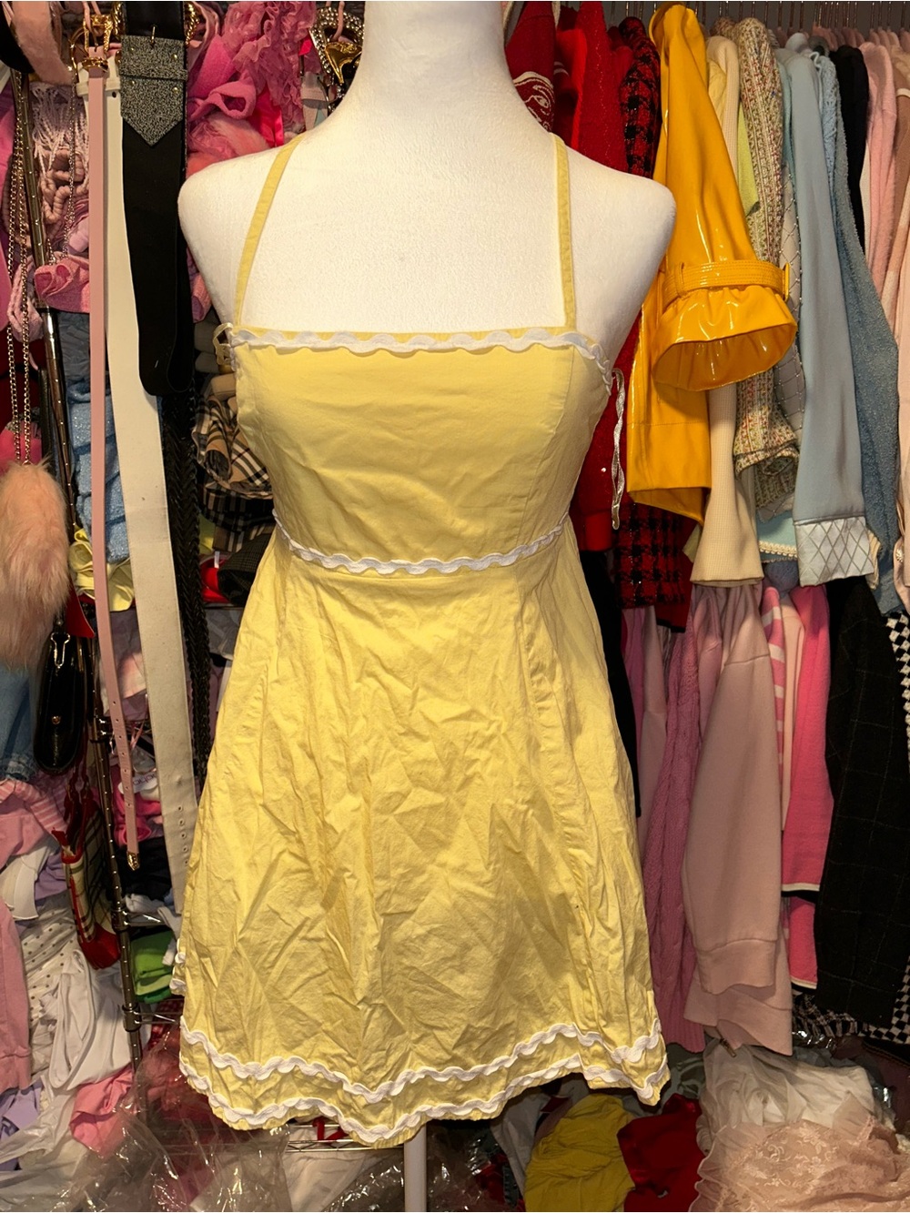 Yellow Midi Sundress with White Trim